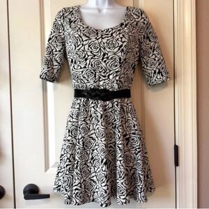 Chic Black and White Floral Mini Dress